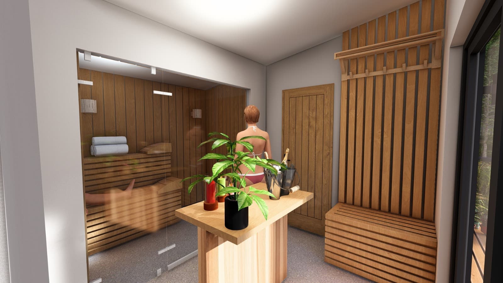 Hot tub in a spa lodge