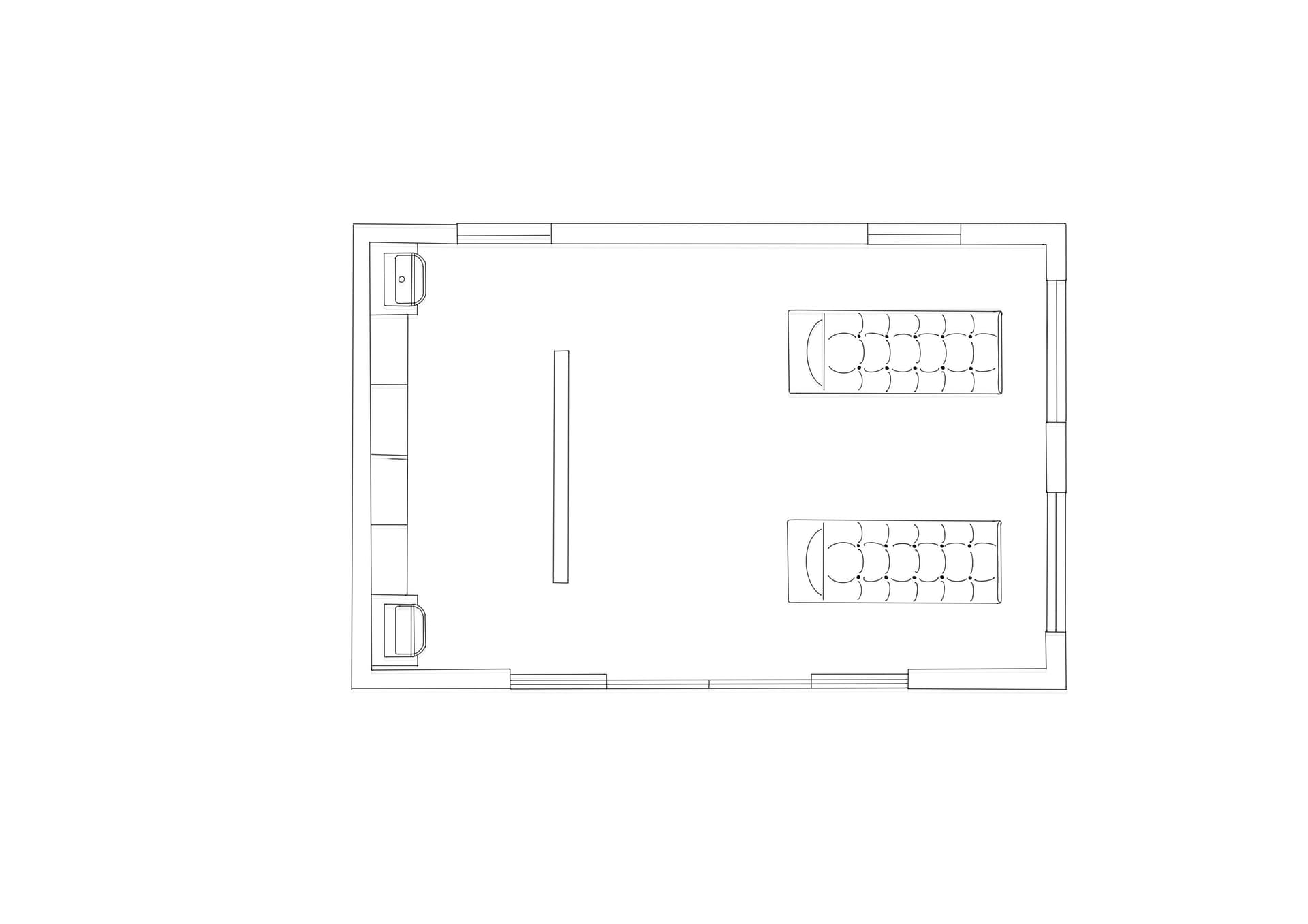 Two people in an outdoor sauna lodge