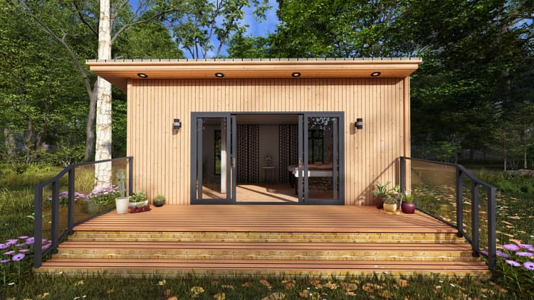 Image of a treatment lodge in a forest